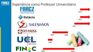 Experiência como Professor Universitário
2011
2004 2011
2006
2007 2009
2017
2017
 
