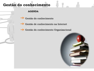 Gestão do conhecimentoAGENDAGestão do conhecimento Gestão de conhecimento na InternetGestão do conhecimento Organizacional