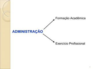 ADMINISTRAÇÃO Formação Acadêmica Exercício Profissional 