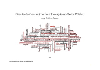 Gestão do Conhecimento e Inovação no Setor Público
                                                          José Antônio Carlos




                                                                  2009


Fonte do Sistema Editor de Tags: http://www.wordle.net/



                                                                                1
 