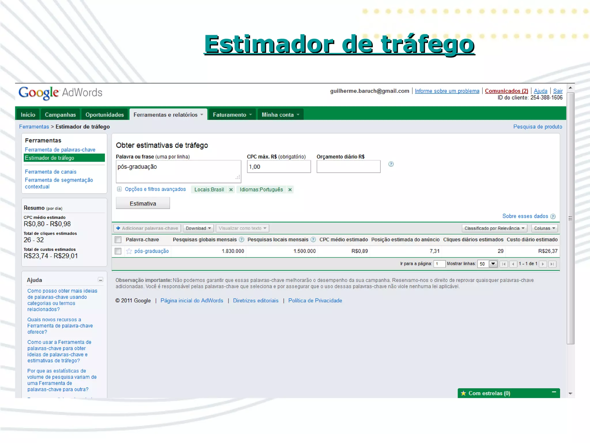 Estimador de tráfegoEstimador de tráfego
 