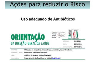 Ações para reduzir o Risco
Uso adequado de Antibióticos

 