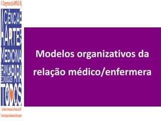 Modelos organizativos da 
relação médico/enfermera 
 