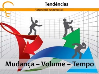 Tendências
3 elementos fundamentais
Mudança – Volume – Tempo
 