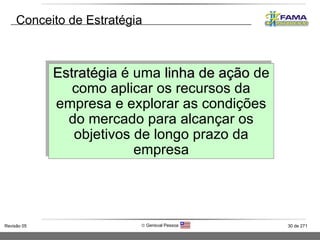 Estratégia  é uma  linha de ação  de como aplicar os recursos da empresa e explorar as condições do mercado para alcançar os objetivos de longo prazo da empresa Conceito de Estratégia 
