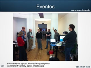 178 Jonathan Maia
www.eunati.com.br
Eventos
Fonte externa: upload.wikimedia.org/wikipedia/
commons/4/4a/Daily_sprint_meeting.jpg
 