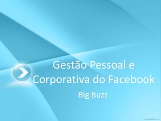 GestãoPessoal e Corporativa do Facebook BigBuzz 
