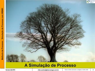 Melhoria de Processo: Simulação de Processo com WBM®




                                                                        A Simulação de Processo
                                                       Versão 26| RFS        rildo.santos@etecnologia.com.br   Todos os direitos reservados e protegidos © 2006 e 2009   17
 