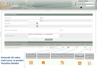 Haciendo clic sobre
Cada ícono, se pueden
Visualizar detalles
