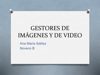 GESTORES DE 
IMÁGENES Y DE VIDEO 
Ana María Ibáñez 
Noveno B 
 