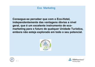 Eco Marketing



Consegue-se perceber que com o Eco-Hotel,
independentemente das vantagens óbvias a nível
geral, que é um excelente instrumento de eco-
marketing para o futuro de qualquer Unidade Turística,
embora não esteja explorado em todo o seu potencial.




  31 |
 