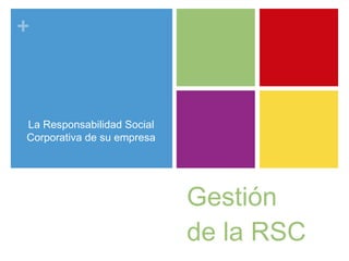 Gestión de la RSC La Responsabilidad Social Corporativa de su empresa 