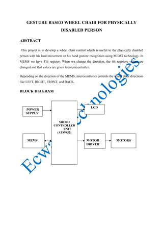 Gesture based wheel chair for physically disabled person | DOC