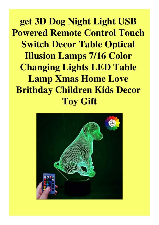 Get 3d Dog Night Light Usb Powered Remote Control Touch Switch Decor