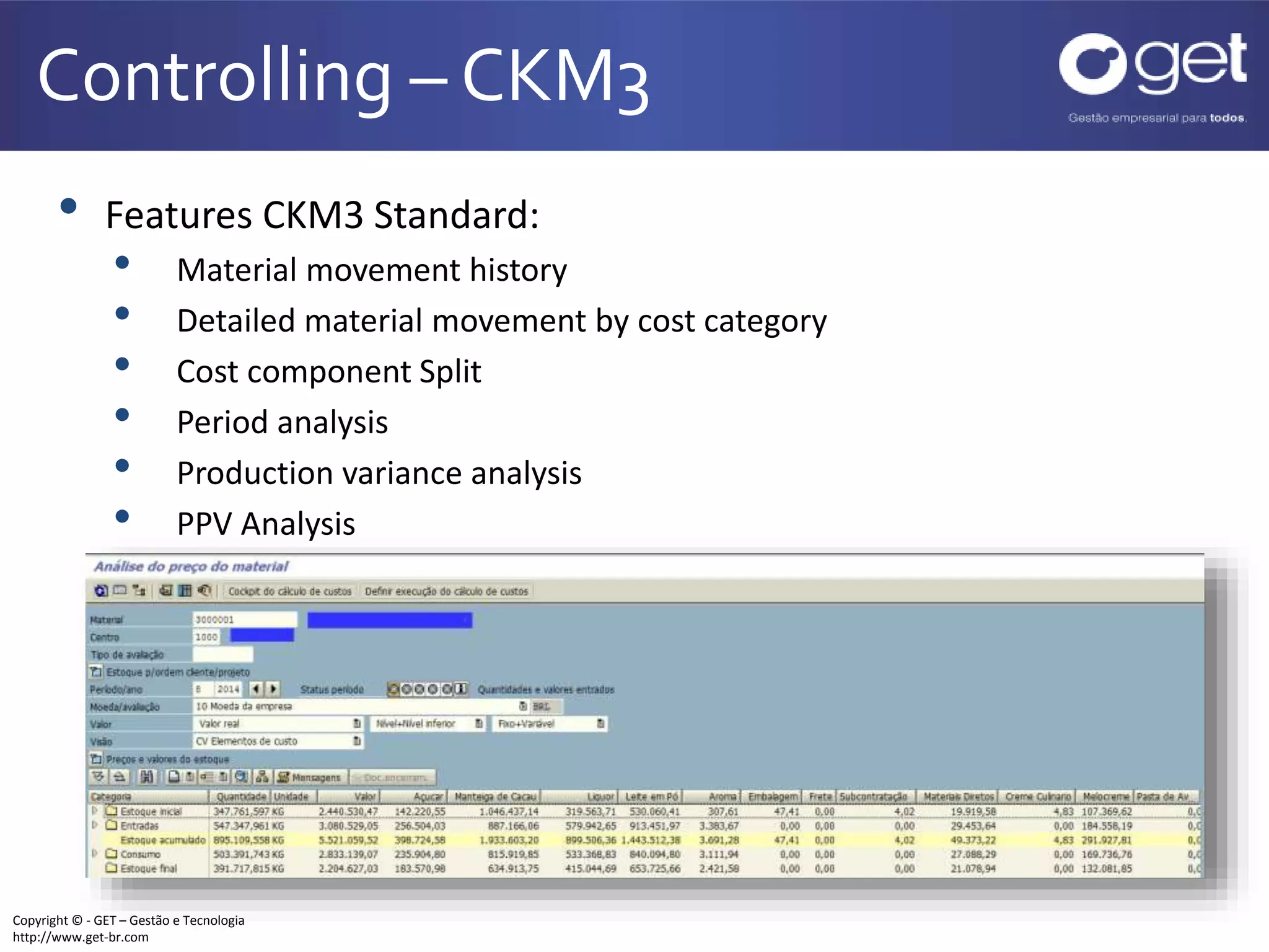 CKM3 Multipe Materials with Cost Component Split PPT