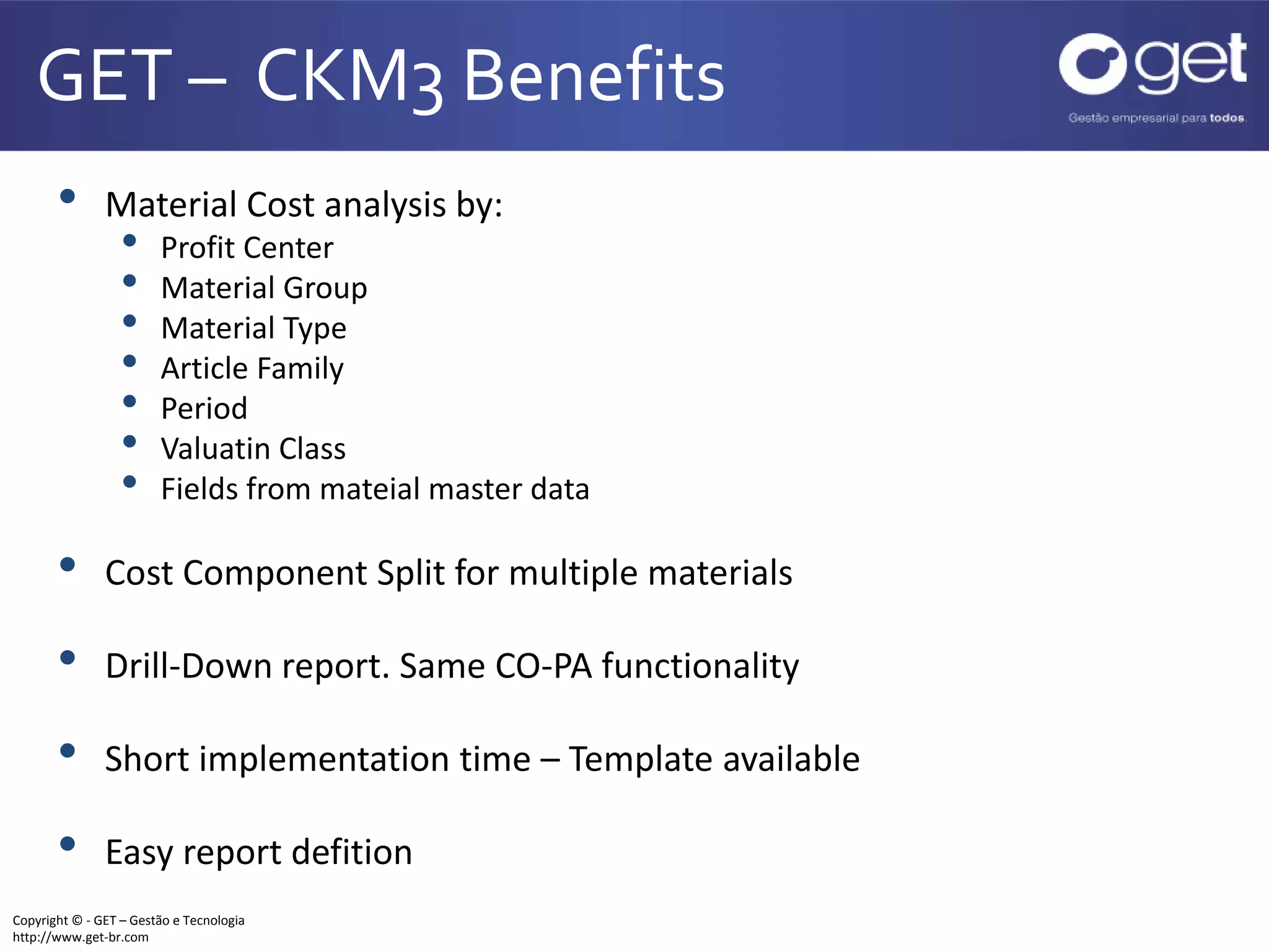 CKM3 Multipe Materials with Cost Component Split PPT
