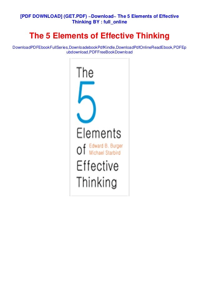 (GET.PDF) Download The 5 Elements of Effective Thinking BY