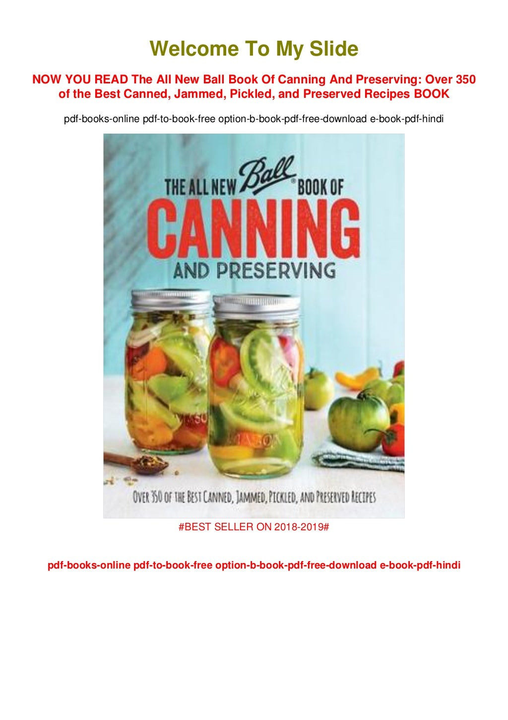 [GET] PDF The All New Ball Book Of Canning And Preserving Over 350 of