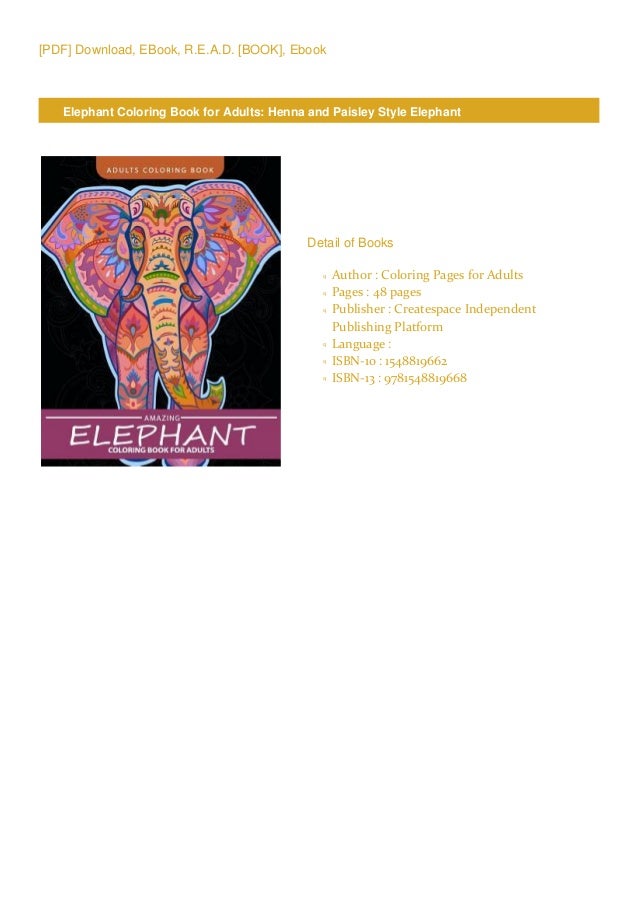 getpdfelephant coloring book for adults henna and paisley