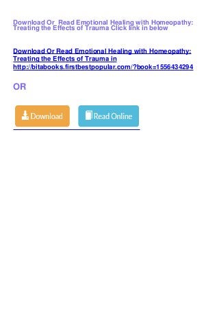 Get Pdfemotional Healing With Homeopathy Treating The Effects Of Tr