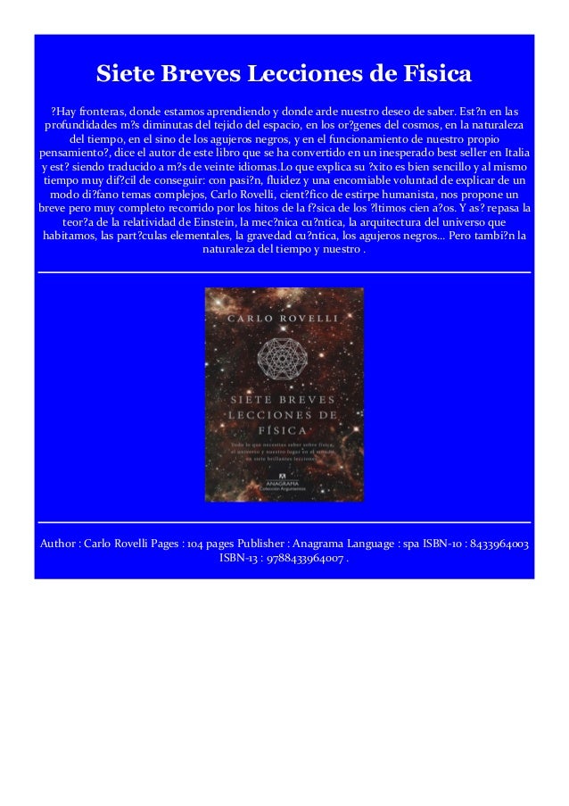 Get Siete Breves Lecciones De Fisica Books Pdf