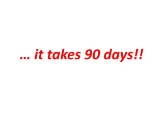 … it takes 90 days!!
 