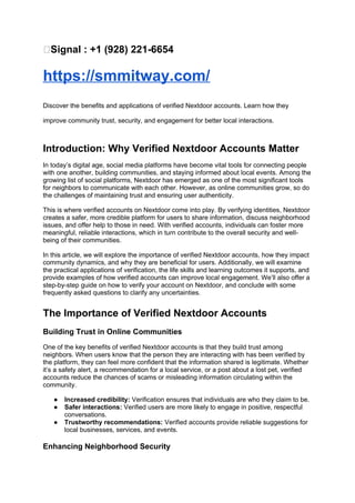 Nextdoor Introduction Post Example Get 100% Verified Nextdoor Accounts_ Community Connections and Safety ...