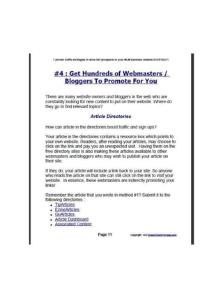 7 Proven Traffic Strategies That Will Drive 500 Prospects To Your MLM Website Every Single Day!