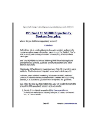 7 Proven Traffic Strategies That Will Drive 500 Prospects To Your MLM Website Every Single Day!