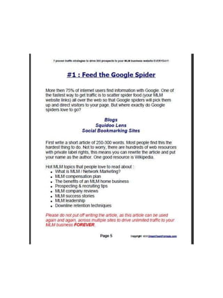 7 Proven Traffic Strategies That Will Drive 500 Prospects To Your MLM Website Every Single Day!