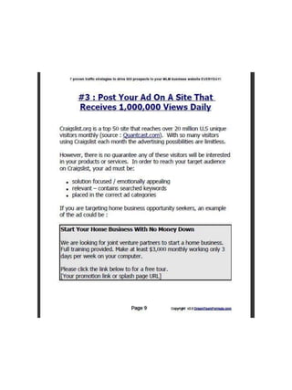 7 Proven Traffic Strategies That Will Drive 500 Prospects To Your MLM Website Every Single Day!