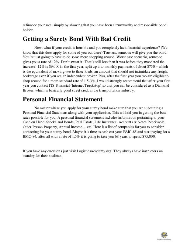get a 75000 freight broker surety bond without 75000 logisticsacademyorg 2 638