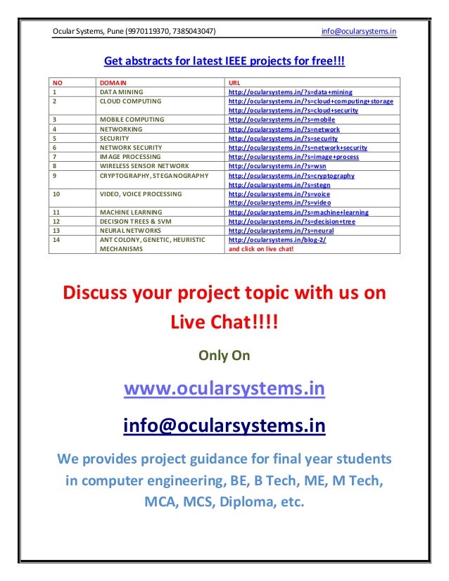 Get abstracts for latest ieee 2014 projects for free