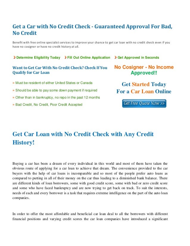 Get a Car With No Credit Check