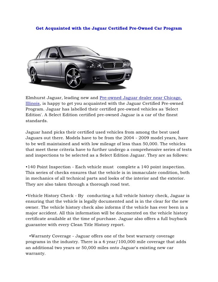 Get Acquainted With The Jaguar Certified Pre Owned Car Program