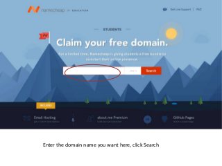 Enter the domain name you want here, click Search
 