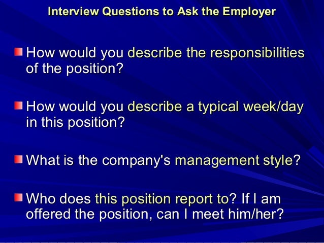 questions to ask employer during interview