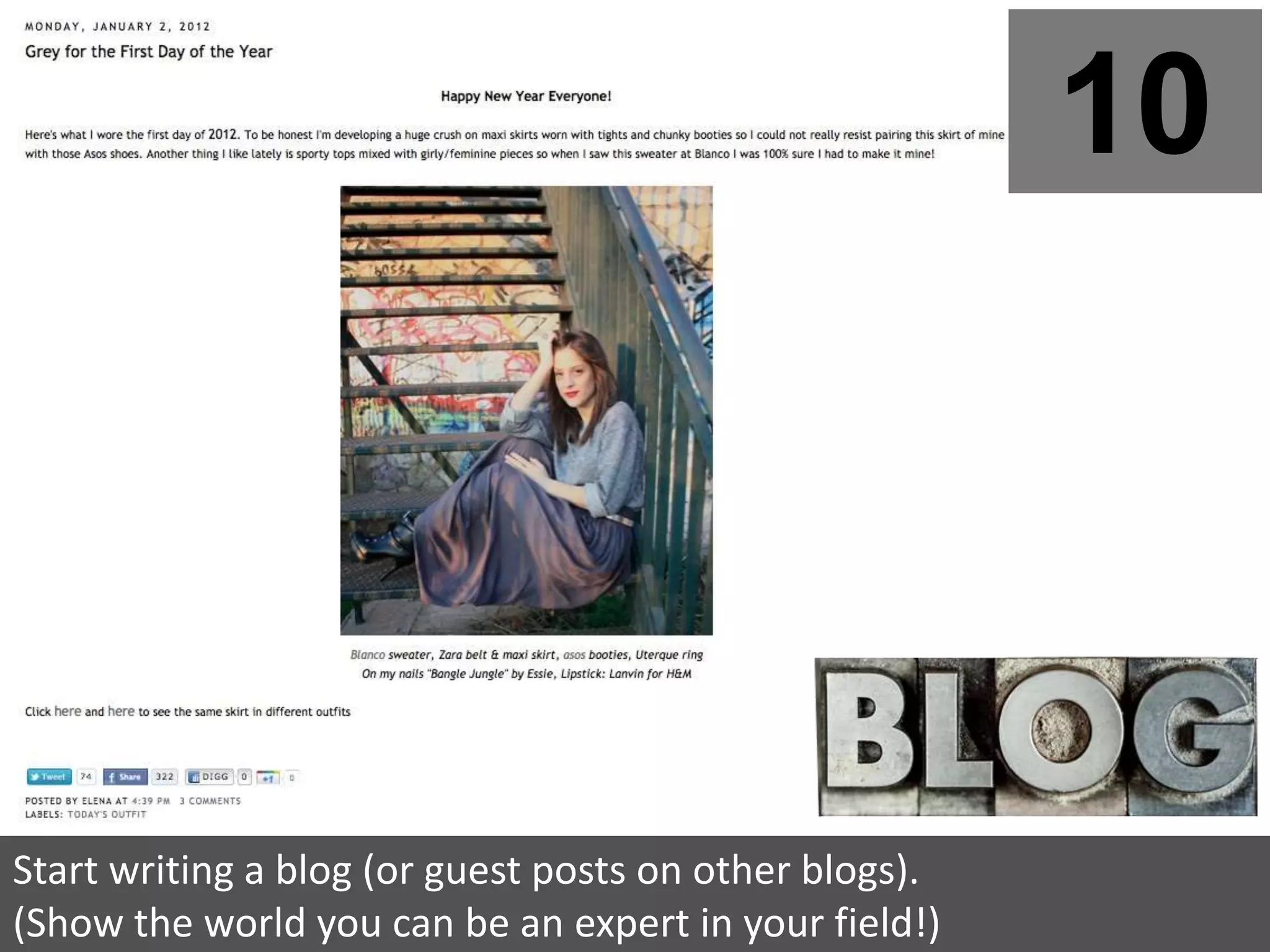 10




Start writing a blog (or guest posts on other blogs).
(Show the world you can be an expert in your field!)
 