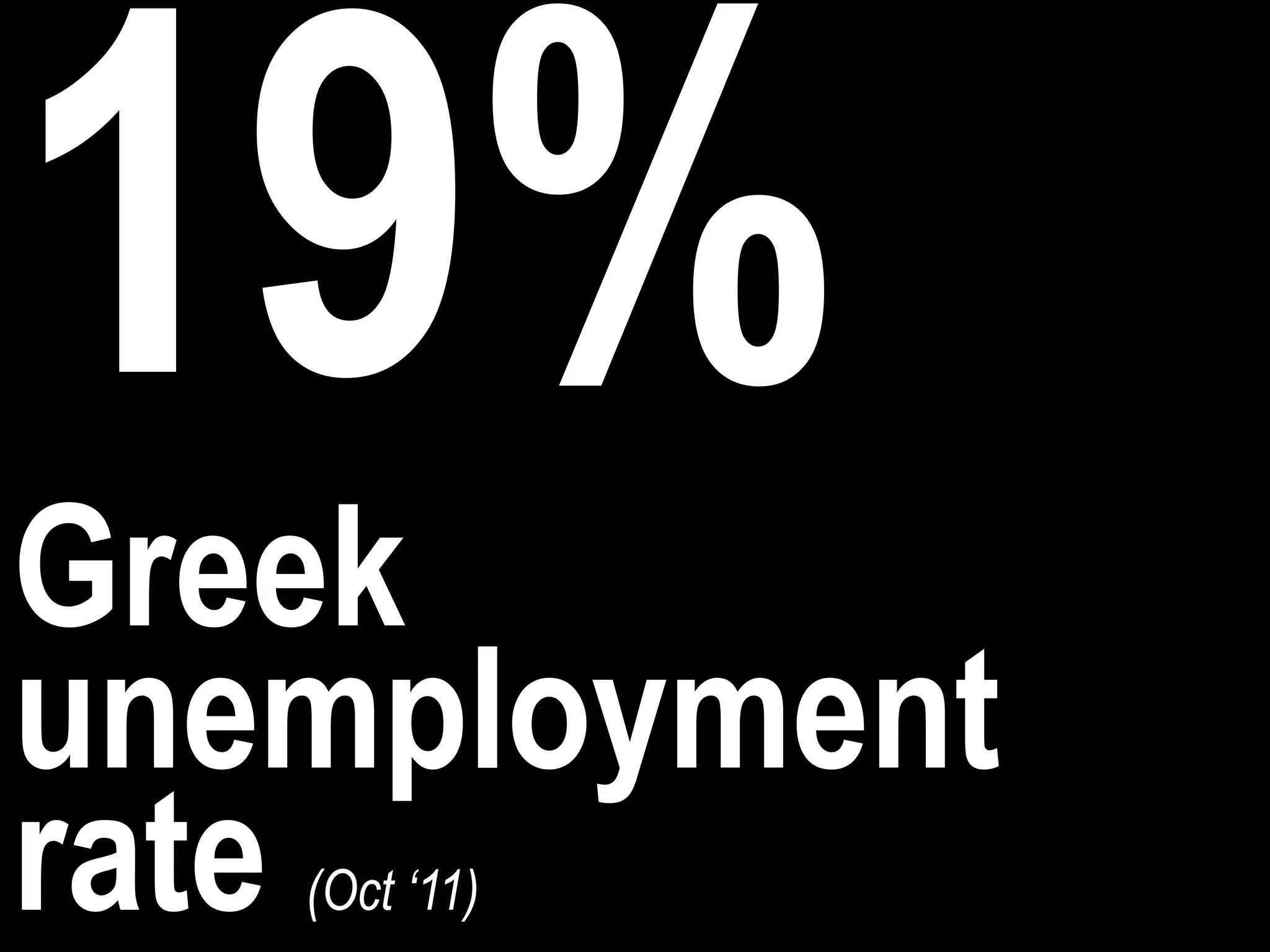 Greek
unemployment
rate
   (Oct ‘11)
 