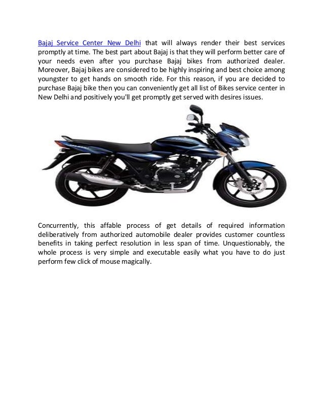 Get all list of Bajaj Bikes service center in New Delhi