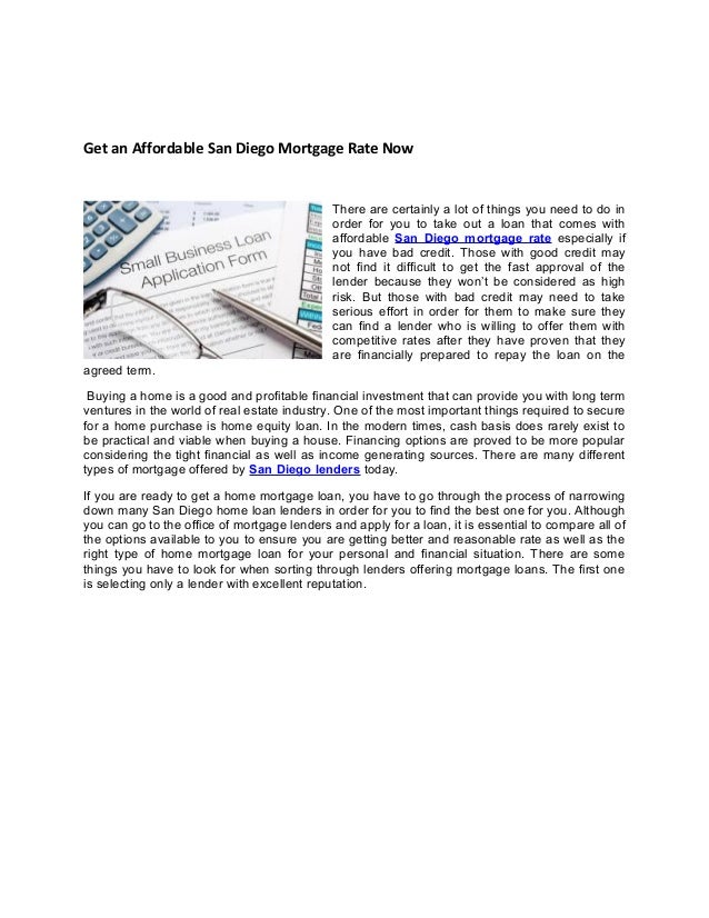 Get an Affordable San Diego Mortgage Rate Now