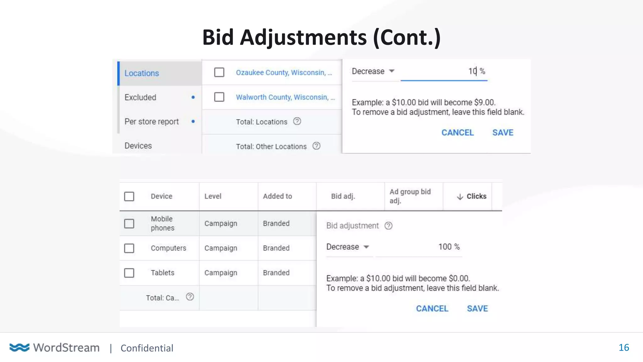 | Confidential 16
Bid Adjustments (Cont.)
 