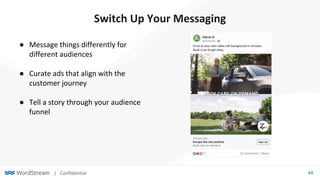 | Confidential 44
Switch Up Your Messaging
● Message things differently for
different audiences
● Curate ads that align wi...
