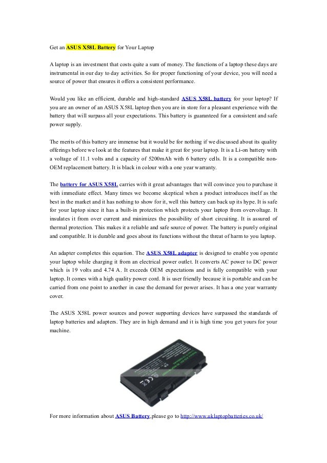 Get an asus x58 l battery for your laptop uklaptopbatteries.co.uk