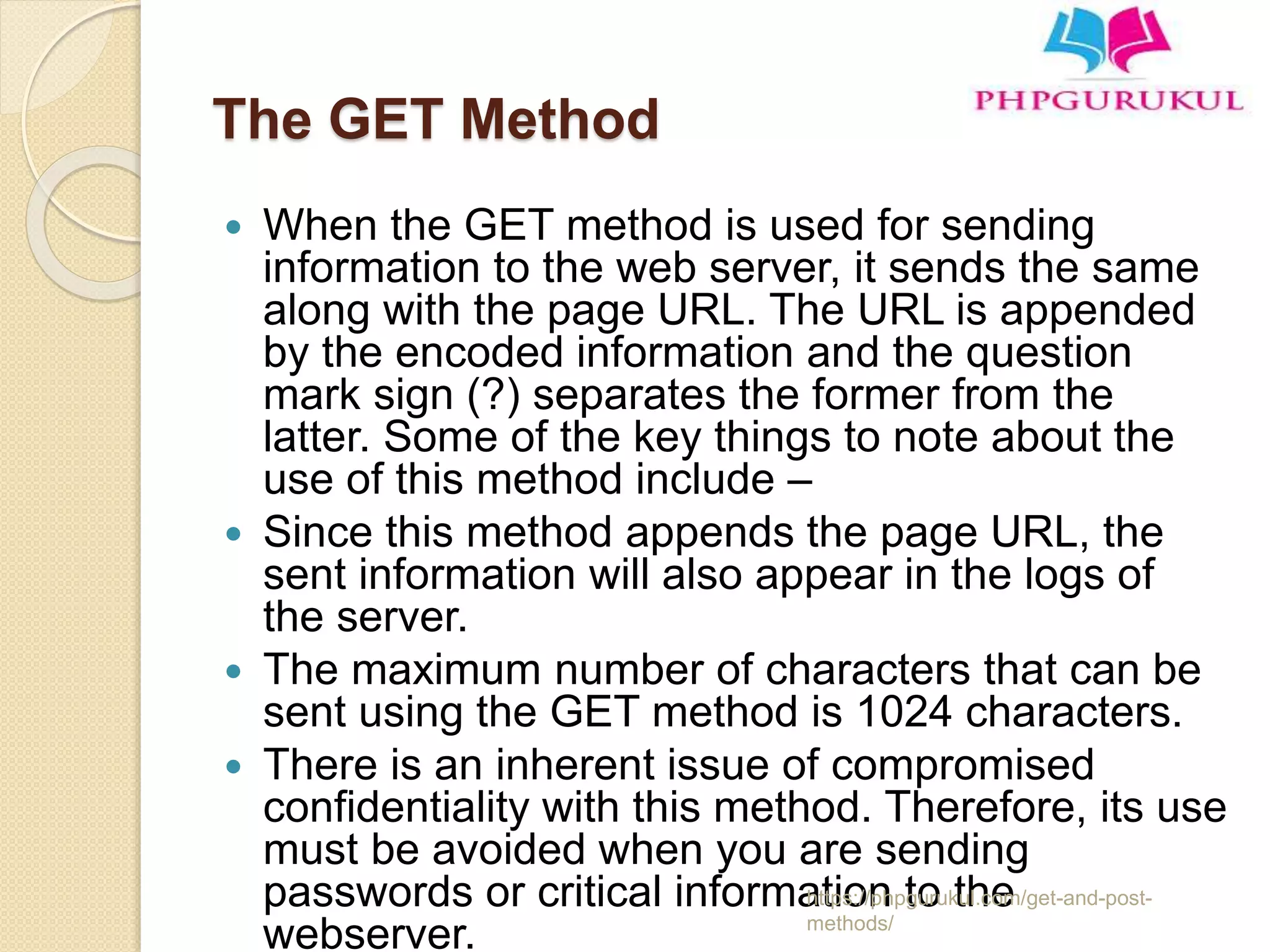 Get and post methods in php phpgurukul ppt