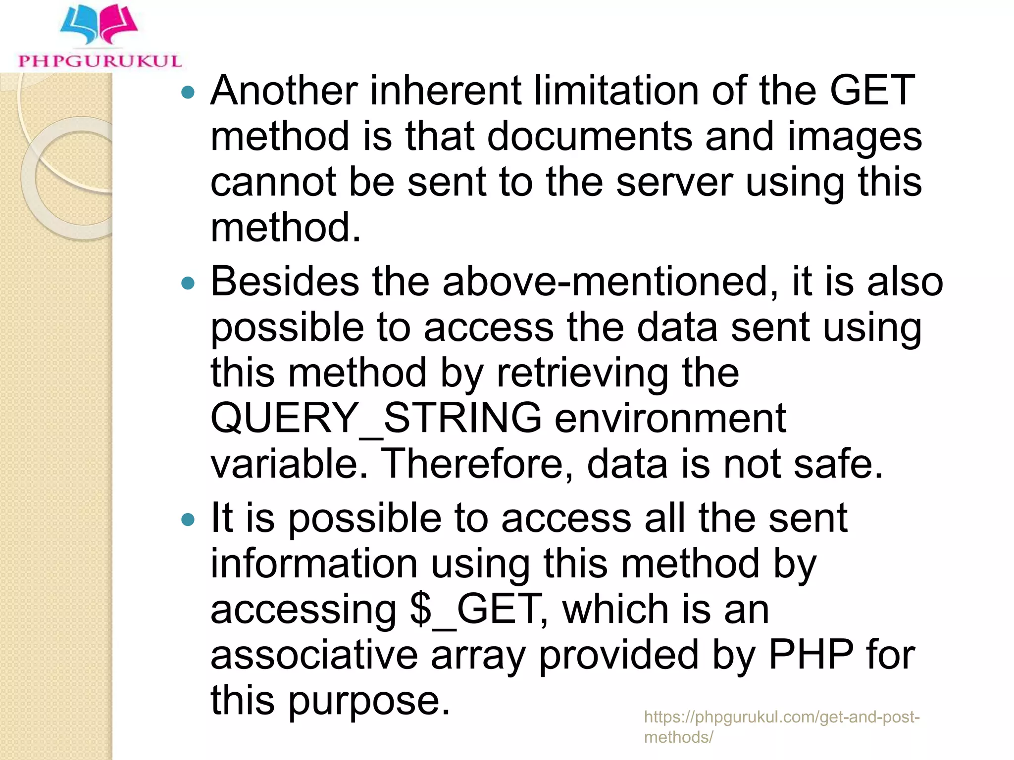 Get and post methods in php phpgurukul ppt