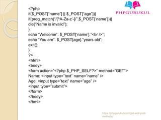 Get and post methods in php - phpgurukul | PPTX