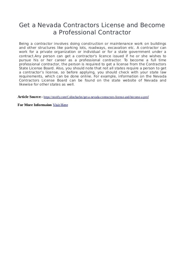 Get a nevada contractors license and a professional contractor