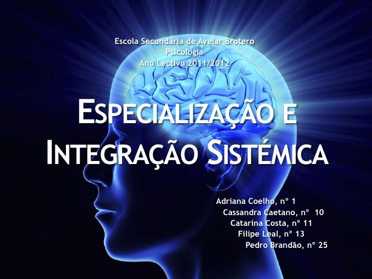 Escola Secundária de Avelar Brotero                Psicologia          Ano Lectivo 2011/2012  ESPECIALIZAÇÃO EINTEGRAÇÃO S...