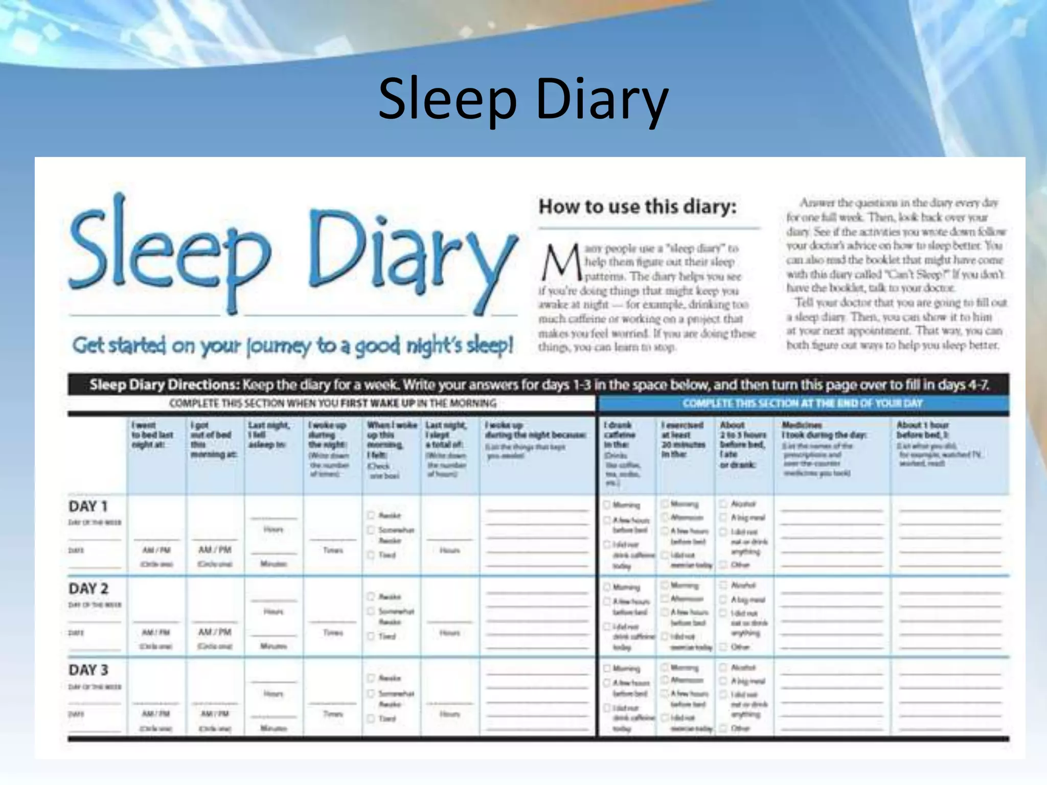 Sleep Diary
 